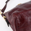 PRADA Shoulder Bag Leather Bordeaux Gold Auth yk19583-15