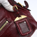 PRADA Shoulder Bag Leather Bordeaux Gold Auth yk19583-9