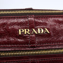 PRADA Shoulder Bag Leather Bordeaux Gold Auth yk19583-18