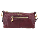 PRADA Shoulder Bag Leather Bordeaux Gold Auth yk19583-13