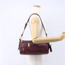 PRADA Shoulder Bag Leather Bordeaux Gold Auth yk19583-25