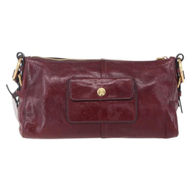 PRADA Shoulder Bag Leather Bordeaux Gold Auth yk19583 - 0