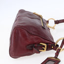 PRADA Shoulder Bag Leather Bordeaux Gold Auth yk19583-4