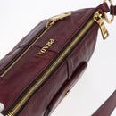 PRADA Shoulder Bag Leather Bordeaux Gold Auth yk19583-6