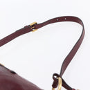 PRADA Shoulder Bag Leather Bordeaux Gold Auth yk19583-14