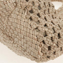 Salvatore Ferragamo Gancini Hand Bag Leather Beige Silver Auth yk19584A-11