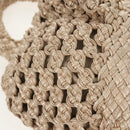 Salvatore Ferragamo Gancini Hand Bag Leather Beige Silver Auth yk19584A-12