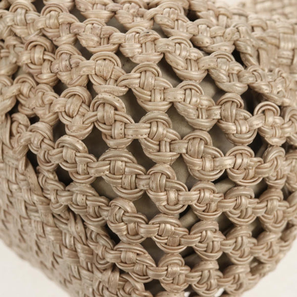 Salvatore Ferragamo Gancini Hand Bag Leather Beige Silver Auth yk19584A