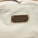 Salvatore Ferragamo Gancini Hand Bag Leather Beige Silver Auth yk19584A-16