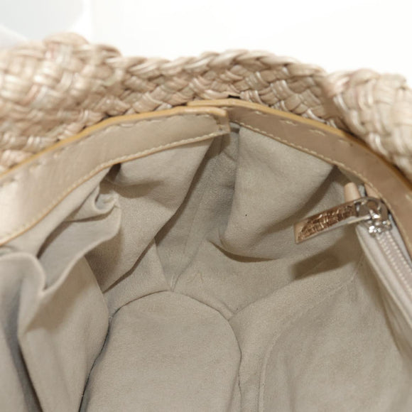 Salvatore Ferragamo Gancini Hand Bag Leather Beige Silver Auth yk19584A