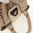 Salvatore Ferragamo Gancini Hand Bag Leather Beige Silver Auth yk19584A-6