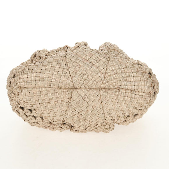 Salvatore Ferragamo Gancini Hand Bag Leather Beige Silver Auth yk19584A