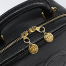 CHANEL COCO Mark Vanity Hand Bag Caviar Skin Black Gold CC Auth yk19585-19