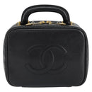 CHANEL COCO Mark Vanity Hand Bag Caviar Skin Black Gold CC Auth yk19585-13