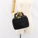 CHANEL COCO Mark Vanity Hand Bag Caviar Skin Black Gold CC Auth yk19585-26