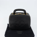 CHANEL COCO Mark Vanity Hand Bag Caviar Skin Black Gold CC Auth yk19585-12