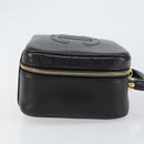 CHANEL COCO Mark Vanity Hand Bag Caviar Skin Black Gold CC Auth yk19585-3