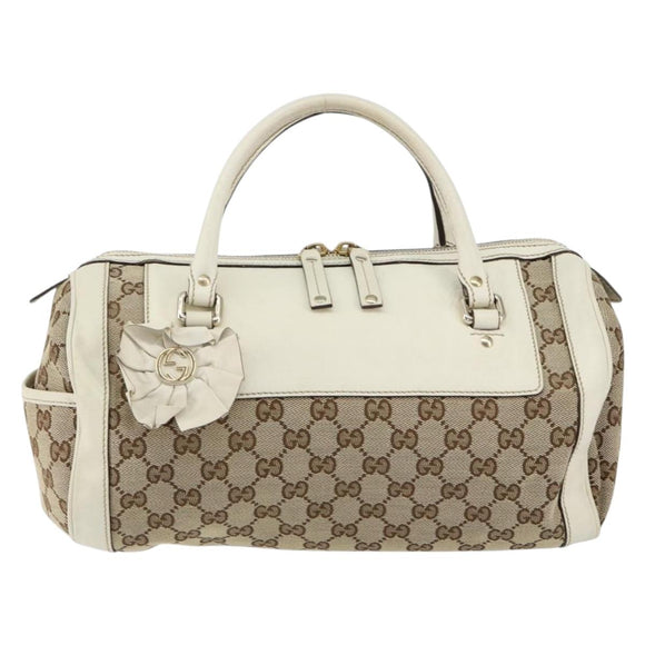 GUCCI GG Canvas Hand Bag Beige Gold 189825 Auth yk19588