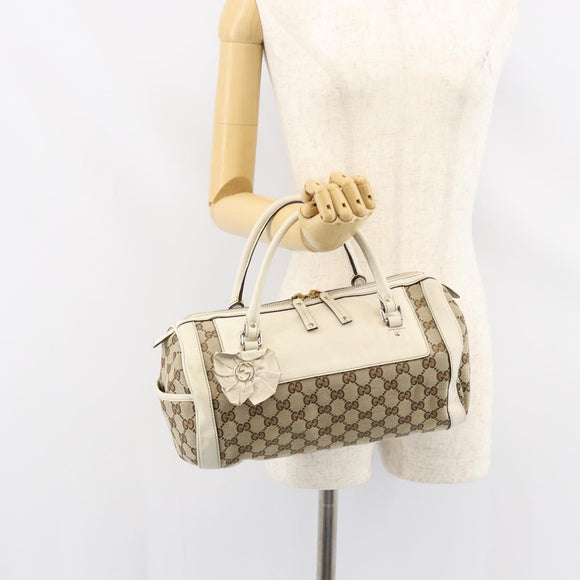 GUCCI GG Canvas Hand Bag Beige Gold 189825 Auth yk19588