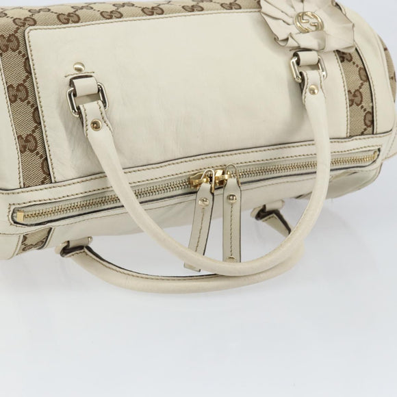 GUCCI GG Canvas Hand Bag Beige Gold 189825 Auth yk19588