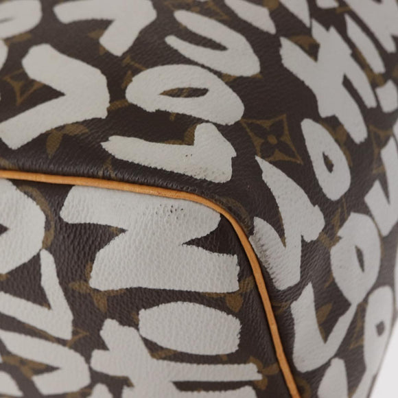 LOUIS VUITTON Monogram Graffiti Speedy 30 Hand Bag White M92195 LV Auth yk19592