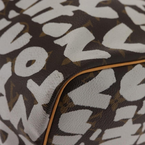 LOUIS VUITTON Monogram Graffiti Speedy 30 Hand Bag White M92195 LV Auth yk19592