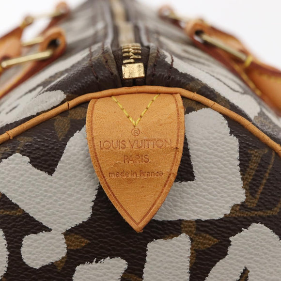 LOUIS VUITTON Monogram Graffiti Speedy 30 Hand Bag White M92195 LV Auth yk19592