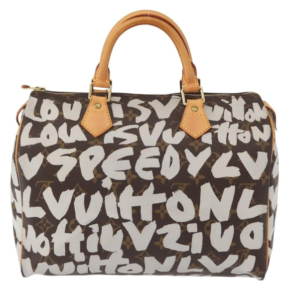 LOUIS VUITTON Monogram Graffiti Speedy 30 Hand Bag White M92195 LV Auth yk19592