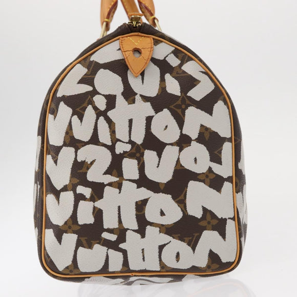 LOUIS VUITTON Monogram Graffiti Speedy 30 Hand Bag White M92195 LV Auth yk19592