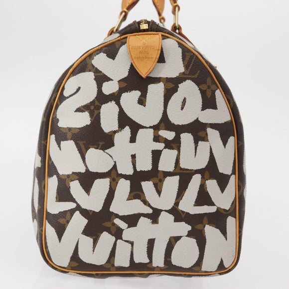 LOUIS VUITTON Monogram Graffiti Speedy 30 Hand Bag White M92195 LV Auth yk19592