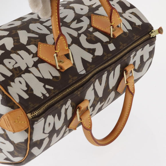 LOUIS VUITTON Monogram Graffiti Speedy 30 Hand Bag White M92195 LV Auth yk19592
