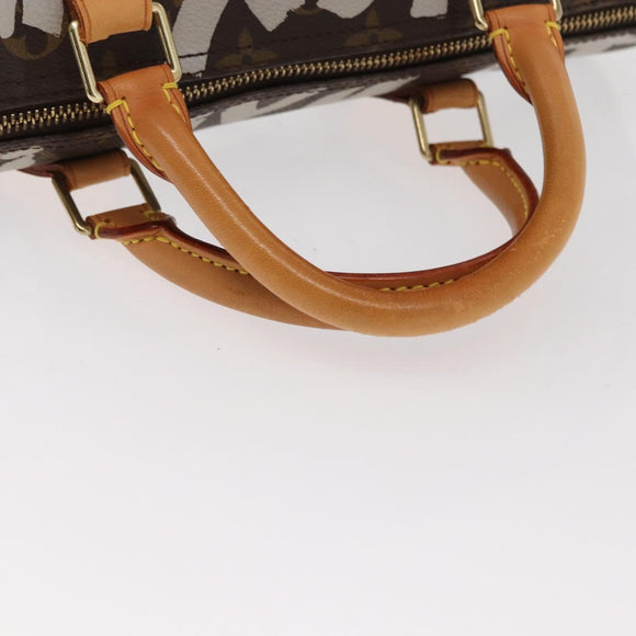 LOUIS VUITTON Monogram Graffiti Speedy 30 Hand Bag White M92195 LV Auth yk19592