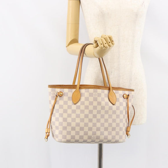 LOUIS VUITTON Damier Azur Neverfull PM Tote Bag N41362 LV Auth yk19593