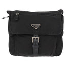 PRADA Shoulder Bag Nylon Black Silver Auth yk19596-13