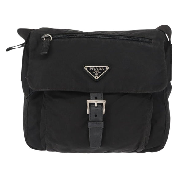 PRADA Shoulder Bag Nylon Black Silver Auth yk19596