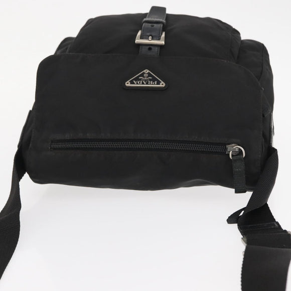 PRADA Shoulder Bag Nylon Black Silver Auth yk19596