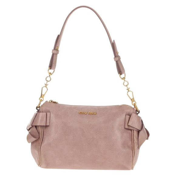 Miu Miu Shoulder Bag Leather Pink Gold Auth yk19597V