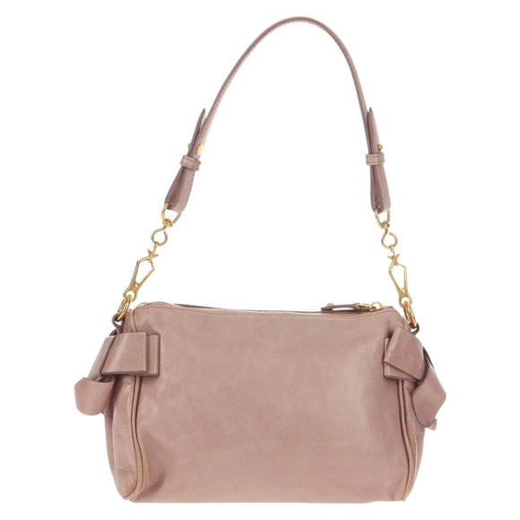 Miu Miu Shoulder Bag Leather Pink Gold Auth yk19597V