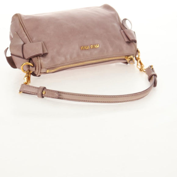 Miu Miu Shoulder Bag Leather Pink Gold Auth yk19597V