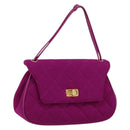 CHANEL 2.55 Matelasse Hand Bag Cotton Purple Gold CC Auth yk19598-1