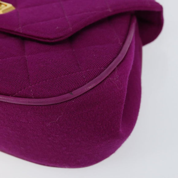 CHANEL 2.55 Matelasse Hand Bag Cotton Purple Gold CC Auth yk19598