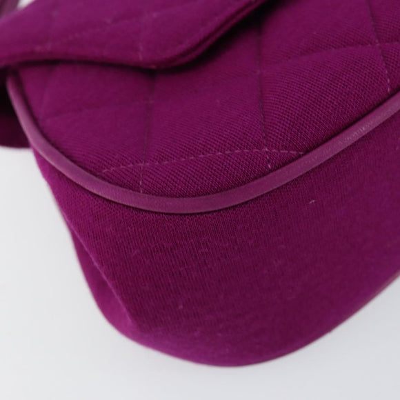 CHANEL 2.55 Matelasse Hand Bag Cotton Purple Gold CC Auth yk19598