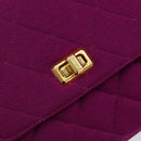 CHANEL 2.55 Matelasse Hand Bag Cotton Purple Gold CC Auth yk19598-17