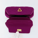 CHANEL 2.55 Matelasse Hand Bag Cotton Purple Gold CC Auth yk19598-10