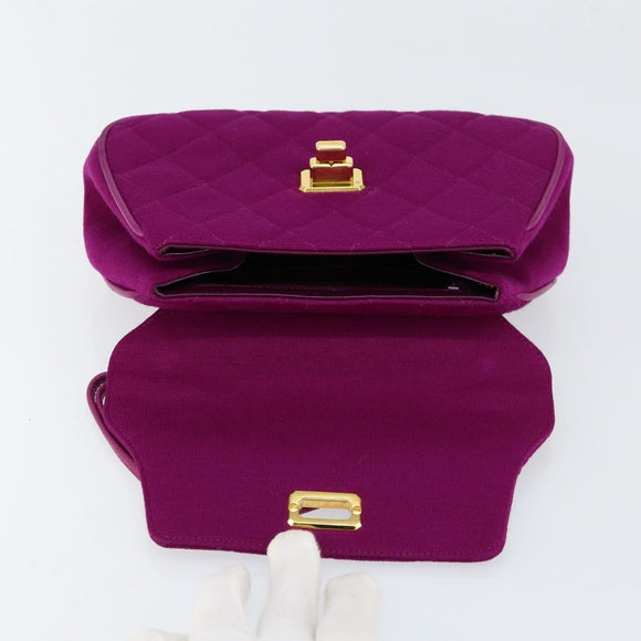 CHANEL 2.55 Matelasse Hand Bag Cotton Purple Gold CC Auth yk19598