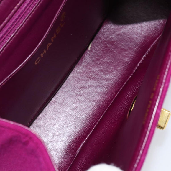 CHANEL 2.55 Matelasse Hand Bag Cotton Purple Gold CC Auth yk19598