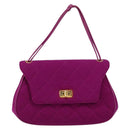 CHANEL 2.55 Matelasse Hand Bag Cotton Purple Gold CC Auth yk19598-13