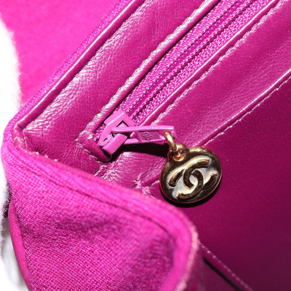CHANEL 2.55 Matelasse Hand Bag Cotton Purple Gold CC Auth yk19598