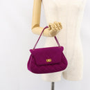 CHANEL 2.55 Matelasse Hand Bag Cotton Purple Gold CC Auth yk19598-24