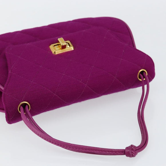 CHANEL 2.55 Matelasse Hand Bag Cotton Purple Gold CC Auth yk19598